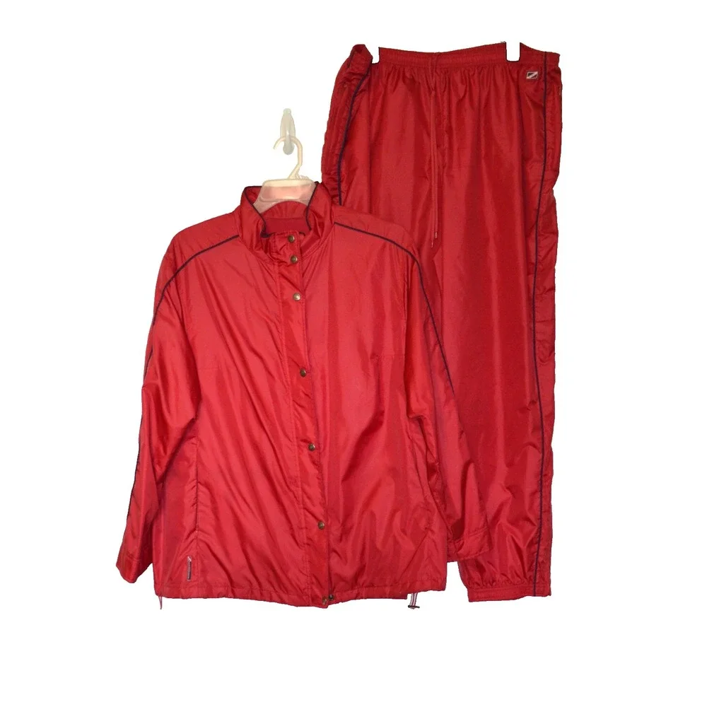 Vtg Lauren Ralph Lauren Red Lightweight Windbreaker 2 Piece Tracksuit Womens 2XL